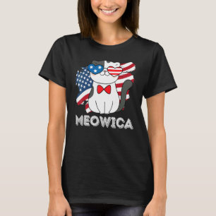 Damen 4. Juli Great American Flag Süße Katze T-Shirt