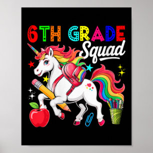 Damen 6. Klasse Squad Back To School Einhorn Ohrst Poster