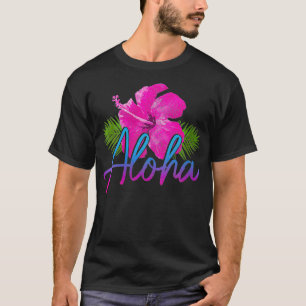 Damen Aloha Hawaiian Islands Hawaii Surf Hibiskus T-Shirt