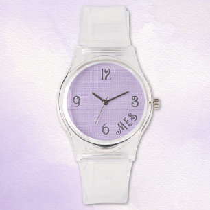 Damen-Armbanduhr aus klarem Silikon mit Monogramm  Armbanduhr