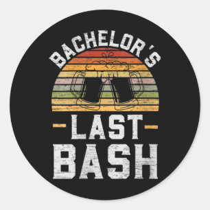 Damen Bachelor´s Last Bash Vintage Groomsquad Gro Runder Aufkleber