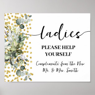 Damen Bad Hochzeitsempfang Eukalyptus Gold Poster