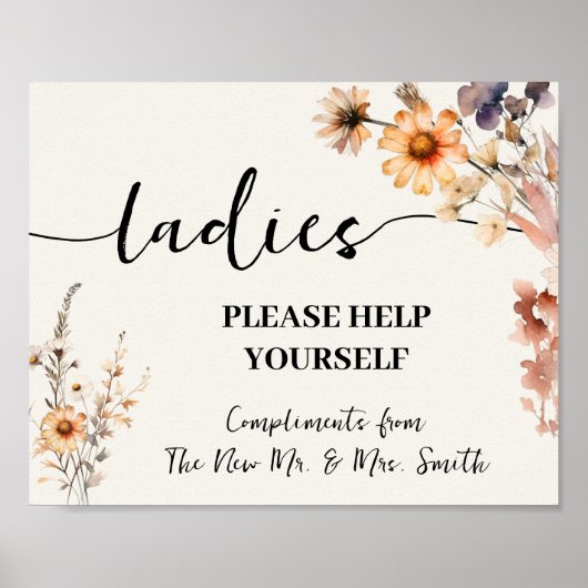 Damen Bad Hochzeitsempfang Herbst Wildblumen Poster (Vorne)