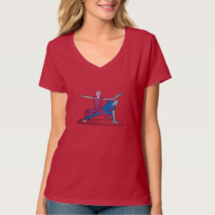 Damen Basic V-Ausschnitt T-Shirt – Yoga Doppeldesi