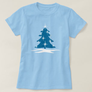 Damen Blaue Weihnachts-Shirts Blaue Baum T-Shirts