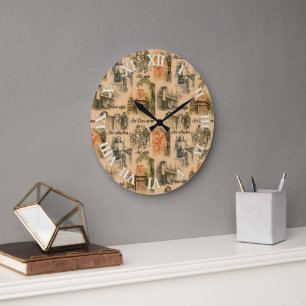 Damen Bleistift Grafiken auf Kunsthandwerk Große Wanduhr