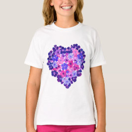 Damen-Blumen-Power-Herz Spagetti Bügel-Spitze T-Shirt