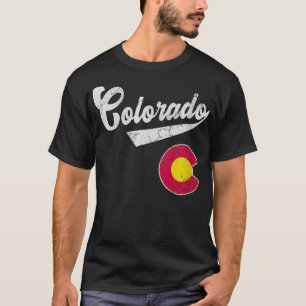 Damen Colorado Flagge Zuhause Liebe Sportlich Retr T-Shirt
