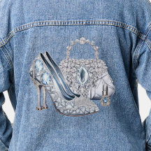 Damen-Denimjacke mit Diamant-High-Heel-Schuh