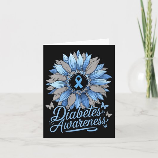 Damen Diabetes-Bewusstsein Blume V-Ausschnitt  Karte (Vorderseite)