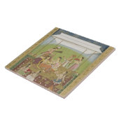 Damen, die Musik in einem Garten, von der Fliese (Seite)