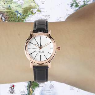 Damen Elegant Vintag Stylische Rose Gold Monogram Armbanduhr