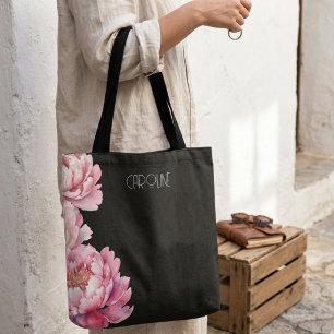Damen Elegante Rosa Pfingstrosen Floral Boho Süß Tasche