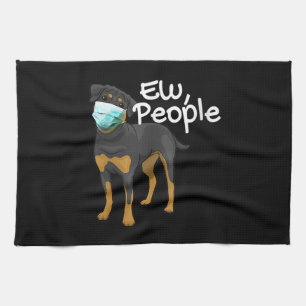 Damen Funny Dog mit einem Maskensymbol - Rottweile Geschirrtuch