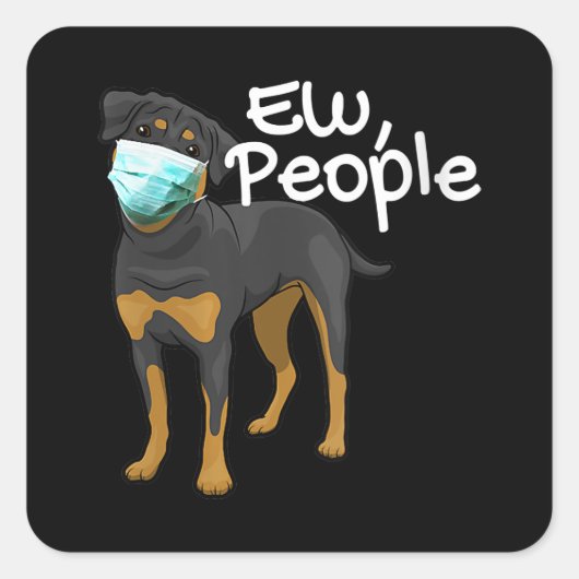 Damen Funny Dog mit einem Maskensymbol - Rottweile Quadratischer Aufkleber (Vorderseite)