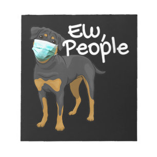 Damen Funny Dog Tragen ein Maskensymbol - Rottweil Notizblock