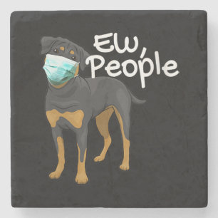 Damen Funny Dog Tragen ein Maskensymbol - Rottweil Steinuntersetzer