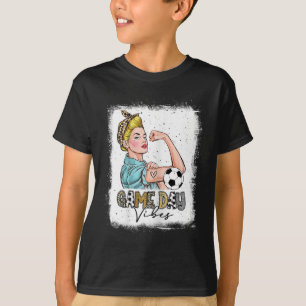 Damen gebleichtes Fußballspiel Tagesvibes Fußballm T-Shirt