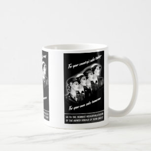 Damen gehen zur nächsten Rekrutierungs-Station Kaffeetasse