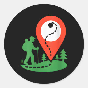 Damen Geocaching Wandern V-Ausschnitt  Runder Aufkleber