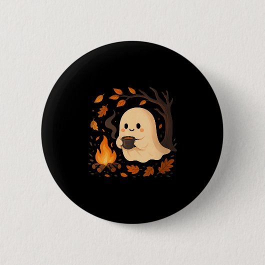 Damen Ghost By Campfire Mit Tasse V-Ausschnitt Button (Vorderseite)
