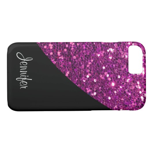 Damen-Glitzer-Monogramm Case-Mate iPhone Hülle (Rückseite (Horizontal))