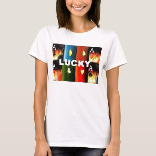 Damen - GLÜCKLICHE POKER-BEHÄLTER-SPITZE T-Shirt
