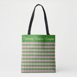 Damen-Golf-Liga-Tasche – Pink & Grün Argyle Tasche