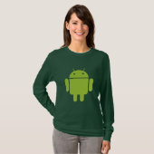 Damen grünes androides Lang-Hülse Shirt (Vorne ganz)
