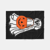 Damen Halloween-Geist-Hund V-Ausschnitt Fleecedecke (Vorderseite (Horizontal))