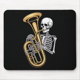 Damen Halloween Skelett Tuba Tubist V-Ausschnitt  Mousepad
