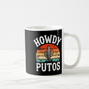 Damen Herren Howdy Putos Lustiger Kaktus Retro Vin Kaffeetasse