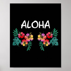 Damen Hibiskus Blumen Brust Hawaiian Aloha Hawa Poster