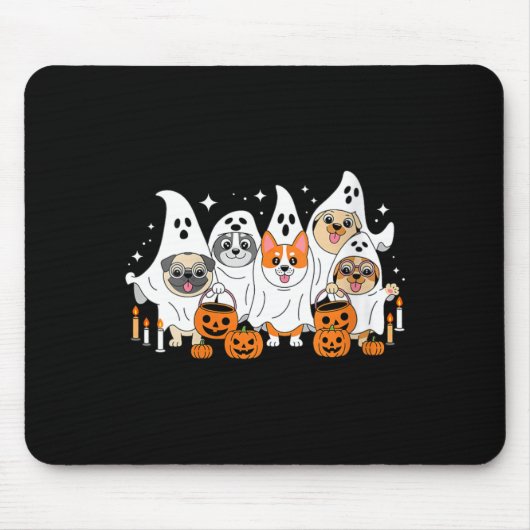 Damen Hund Geist Halloween V-Ausschnitt Mousepad (Vorne)