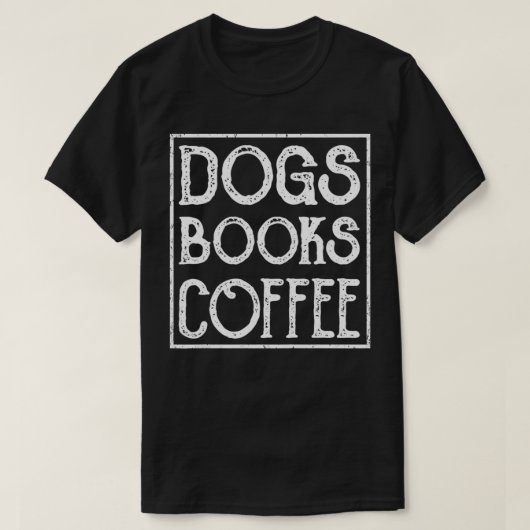 Damen Hunde Bücher Kaffee Grafik T-Shirt Premium (Design vorne)
