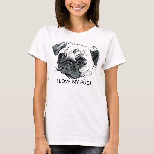 Damen "ich Liebe T - Shirt meines Mops" (Vorderseite)