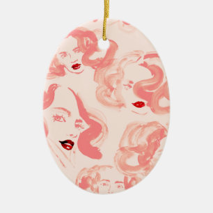 Damen in Rose Keramik Ornament