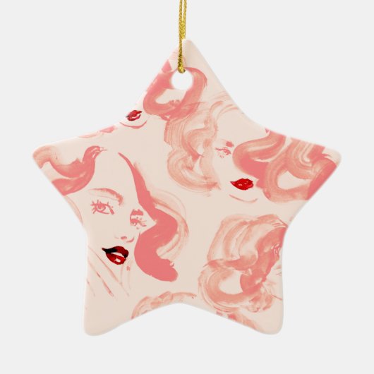 Damen in Rose Keramik Ornament (Vorne)