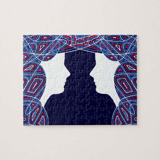 Damen in Rot, Weiß und Blau Puzzle (Horizontal)