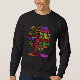 Damen Januar Girl She Slays & Prays Januar Bir Sweatshirt