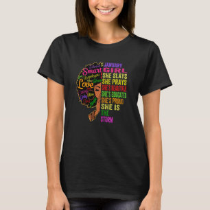 Damen Januar Girl She Slays & Prays Januar Bir T-Shirt