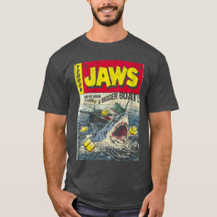 Damen Jaws Pulp Attack Comic-Cover VNeck Retro T-Shirt