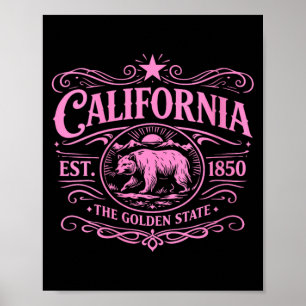 Damen Kalifornien 1850 Bär Vintage Socal Norcal Poster