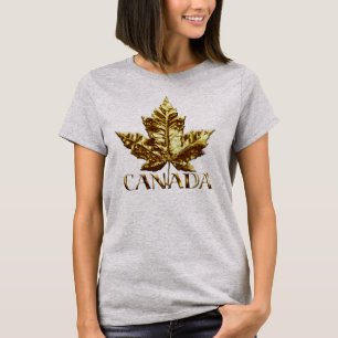 Damen Kanada Souvenir T - Shirt Gold Maple Leaf
