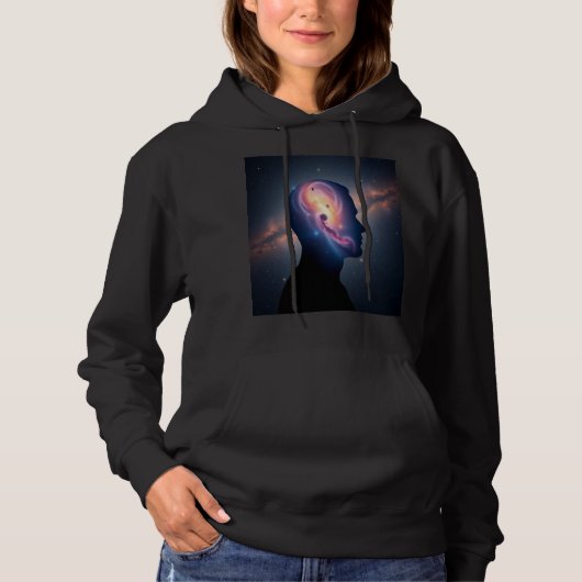 Damen Kosmische Galaxie Silhouette Pullover Kapuze (Vorderseite)