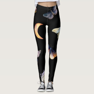 Damen-Kristalle & Motten Schwarz Mode-Leggings Leggings