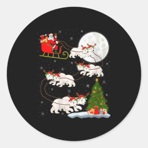 Damen Lar Bär Weihnachtsmann Schlitten Fliegender Runder Aufkleber