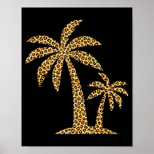 Damen Leopardenprint Palmenbaum Sommerurlaub Poster