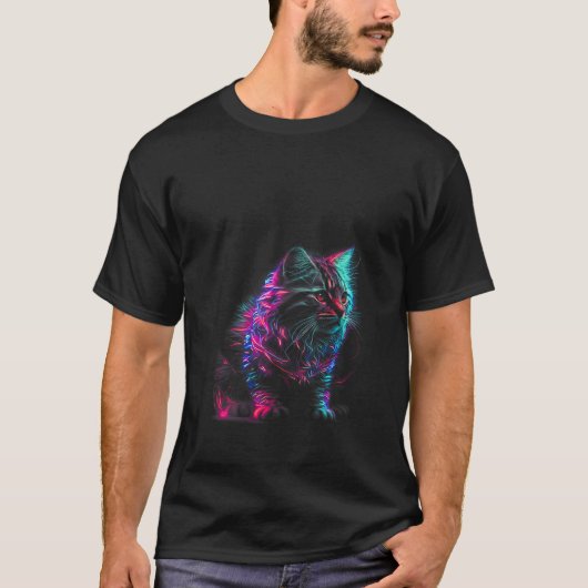Damen Light Ghost Cat V Neck T Shirt (Vorderseite)