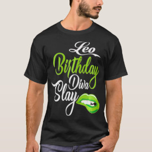 Damen LIp Print Grafik Leo Mädchen Geburtstag Diva T-Shirt